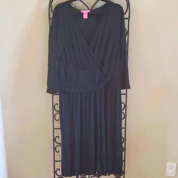 WOMAN WITHIN Black Wrap Dress - Size Large - Picture 1 of 7